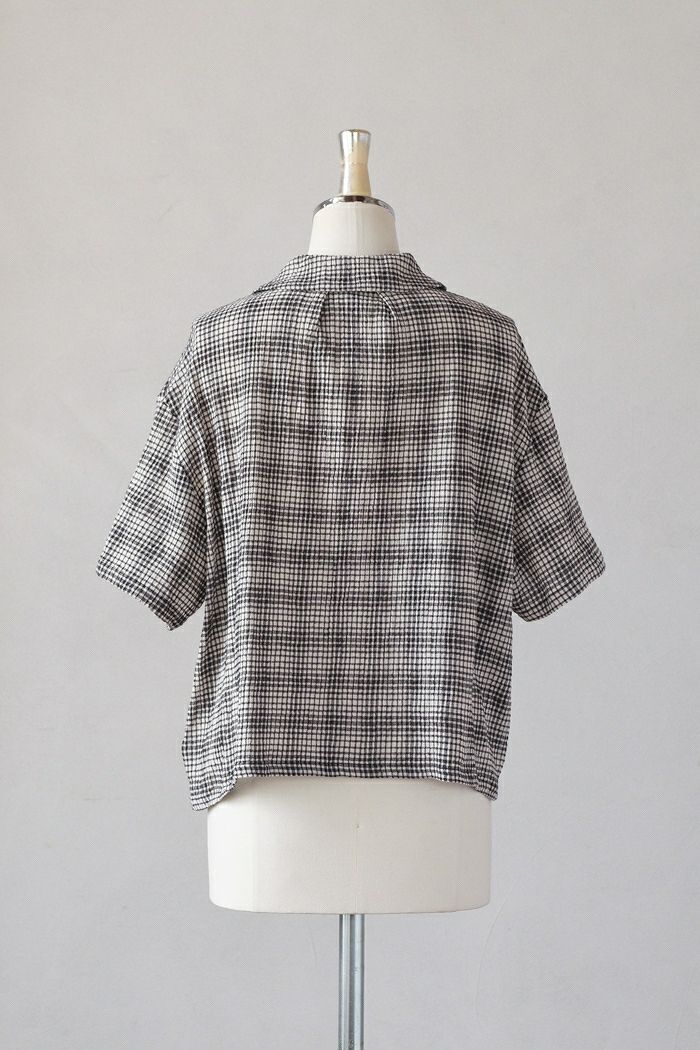 bulle de savon ビュルデサボン ちぢみチェックブラウス(24SS