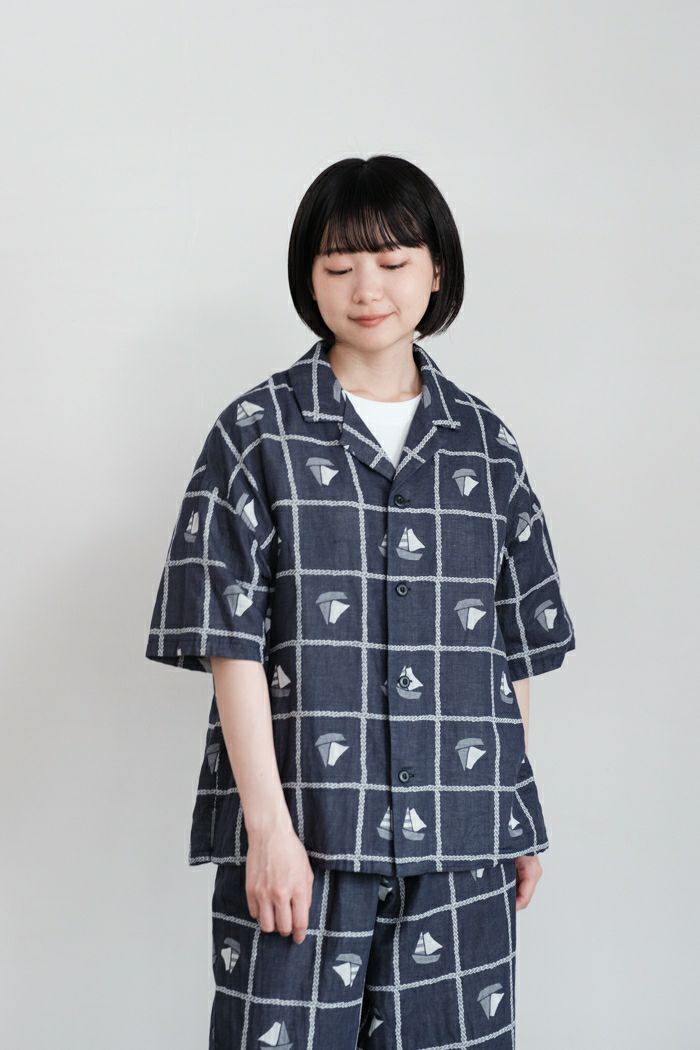 CULLNI クルニ Double Satin Mini Tailored Zip Short Sleeve Shirt 