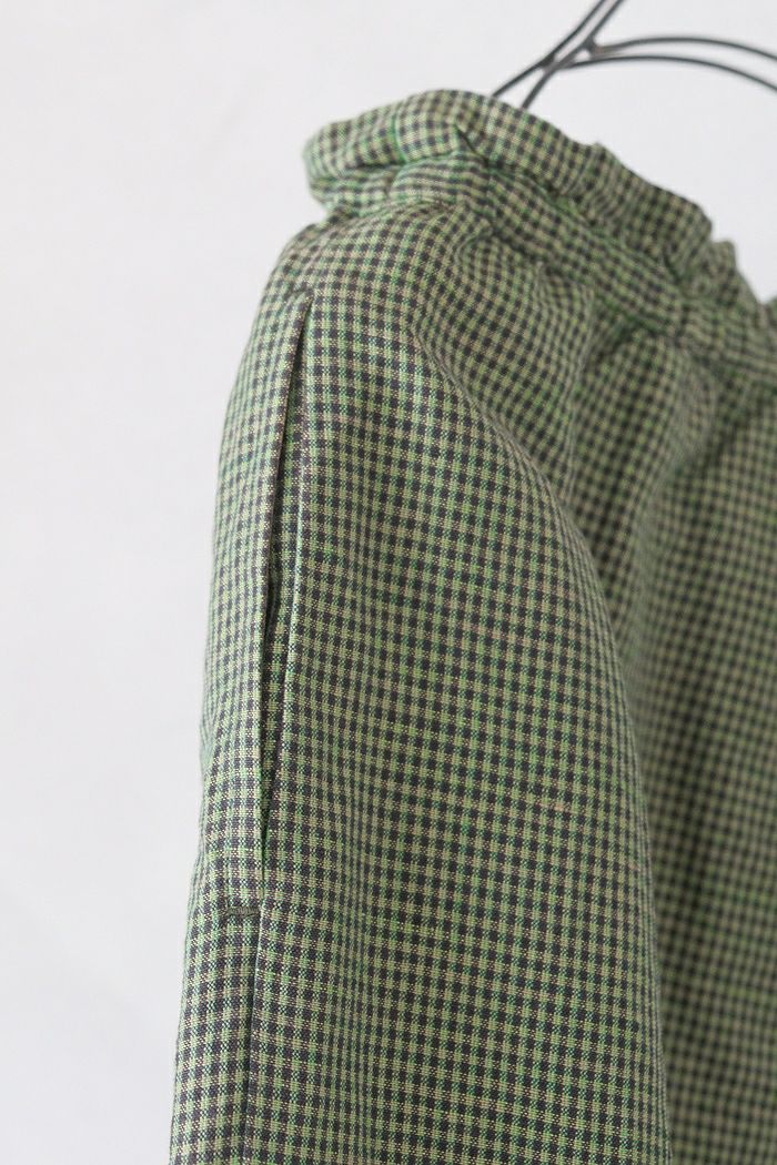 yuni ユニ コットンリネンチェックドローストリングスパンツ(24SS