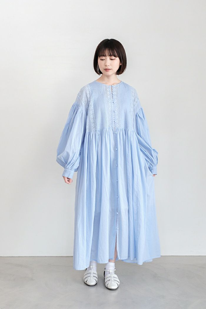 pot and tea ポットアンドティー <br>インドアンティークレース前開きワンピース(春夏秋)