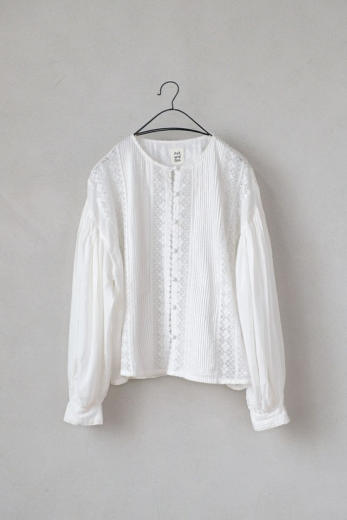 pot and tea ポットアンドティー インドアンティークレースブラウス(春