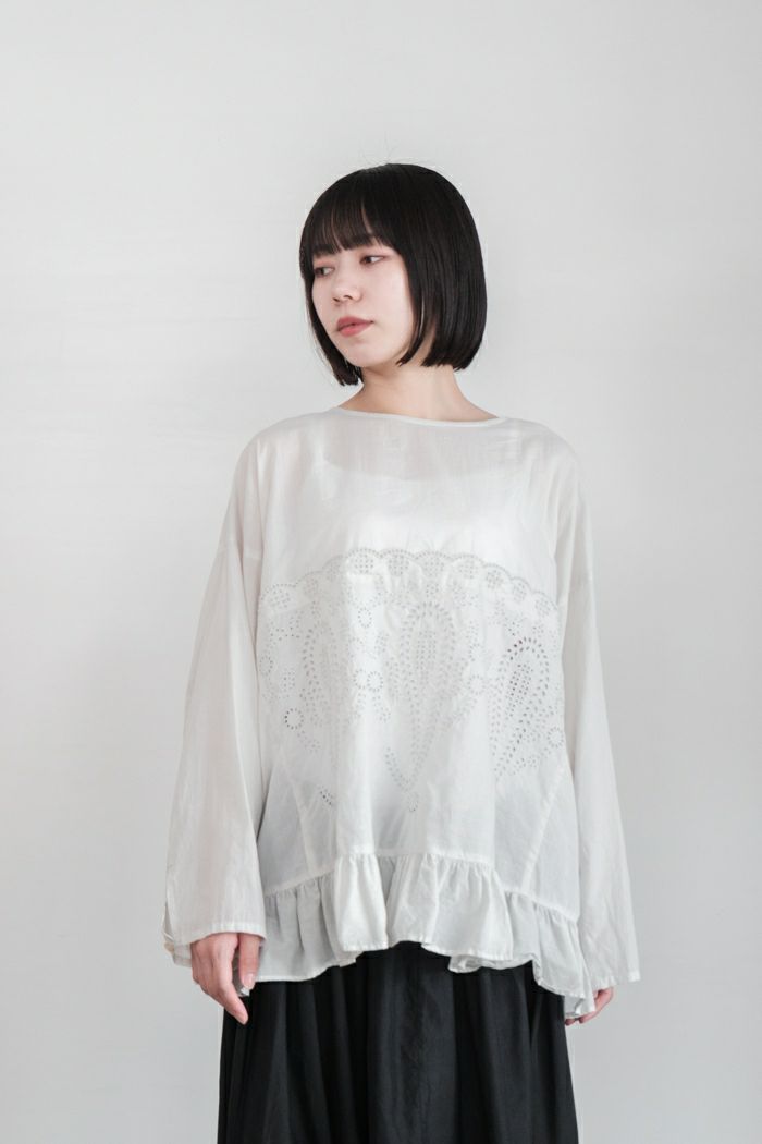 GASA* ガサ 菩提樹の葉脈 レースワイドブラウス(24AW) | T.T. GARRET