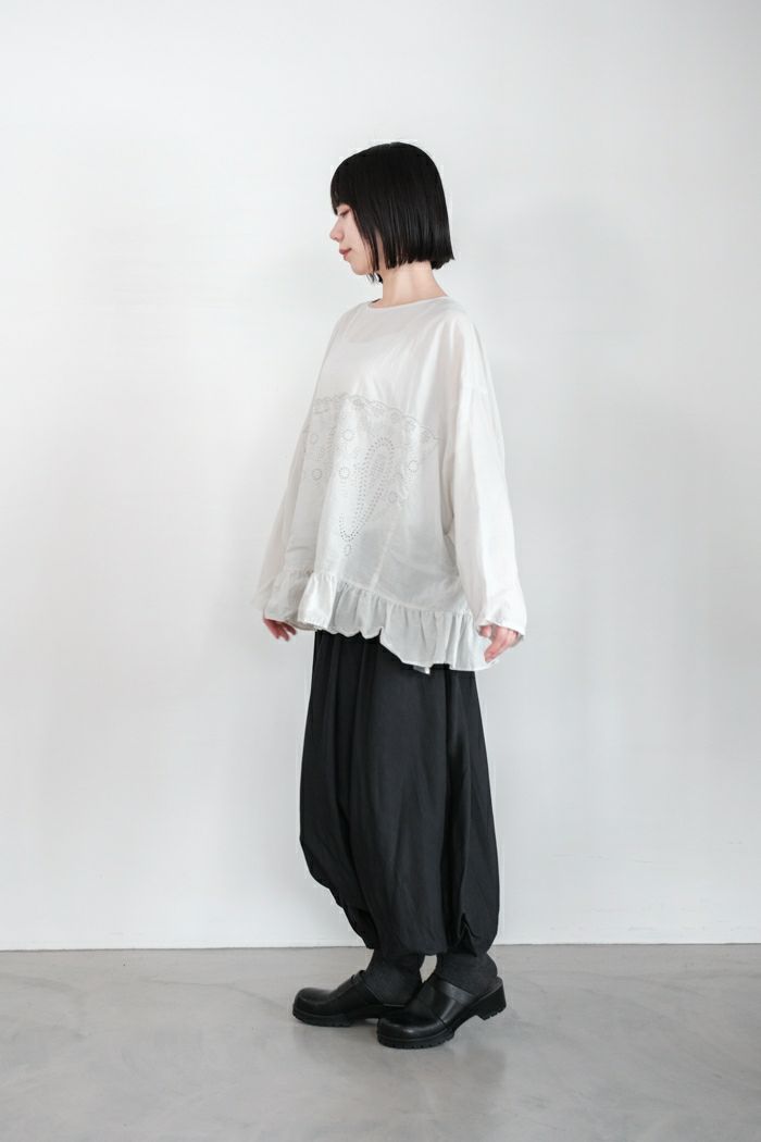 GASA* ガサ 菩提樹の葉脈 レースワイドブラウス(24AW) | T.T. GARRET