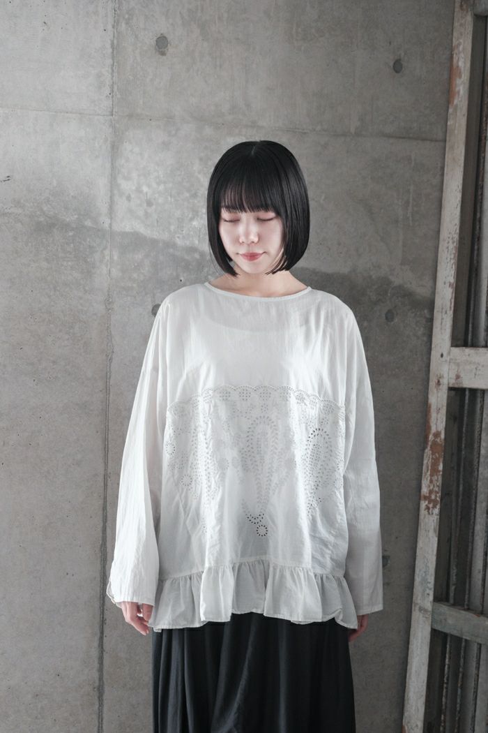 GASA* ガサ 菩提樹の葉脈 レースワイドブラウス(24AW) | T.T. GARRET