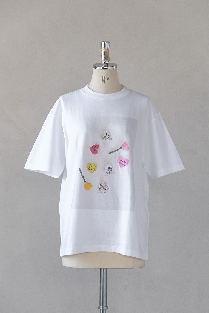 pot and tea ポットアンドティー <br>ロゴ入りハートがたくさんTシャツ(春夏)
