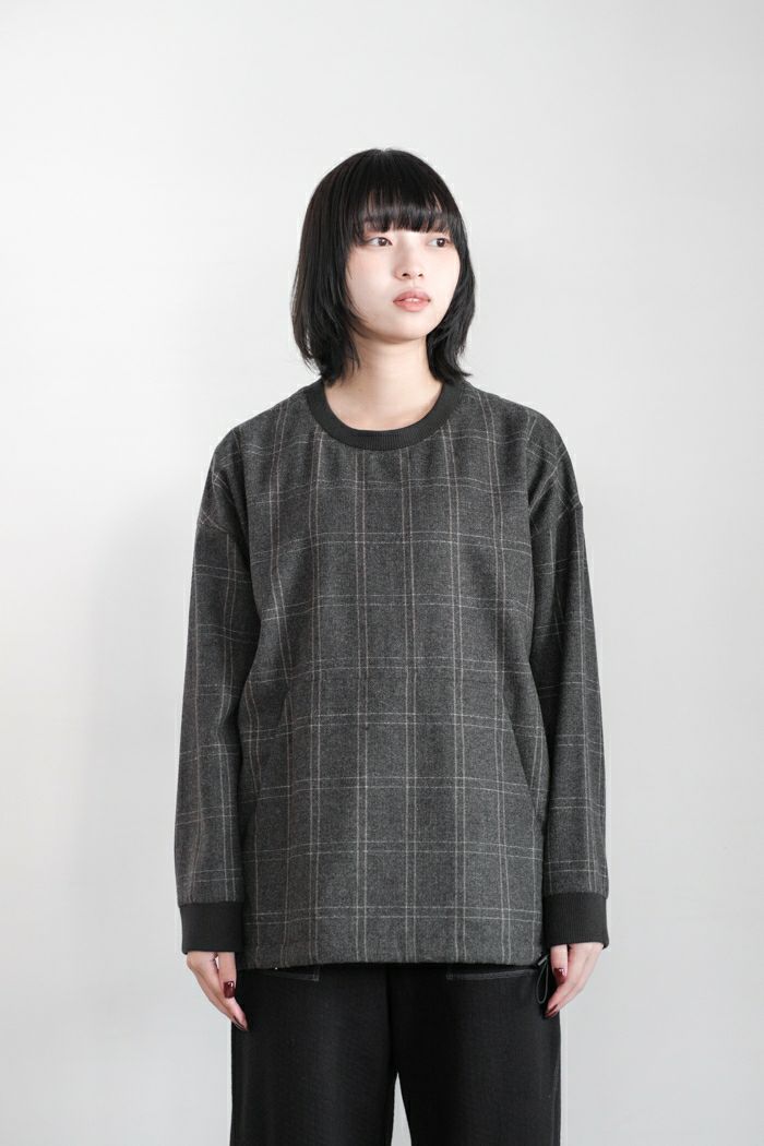 Dulcamara ドゥルカマラ <br>オーバーラップチェックカンガルーポケットプルオーバー(24AW)