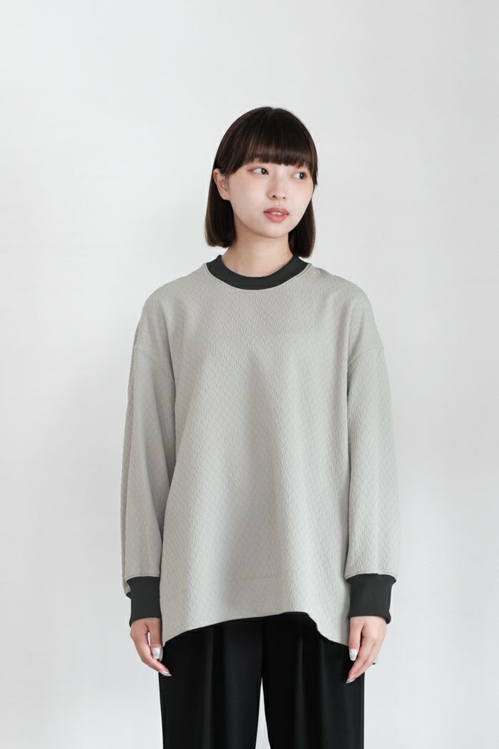 NO CONTROL AIR ノーコントロールエアー <br>ポリエステルスモールダイヤジャガードクルーネックプルオーバー(24AW)