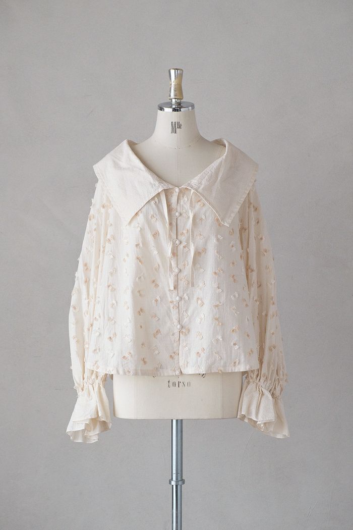 kijinokanosei キジノカノウセイ <br> big collar blouse -itomaki(cotton) (24AW)