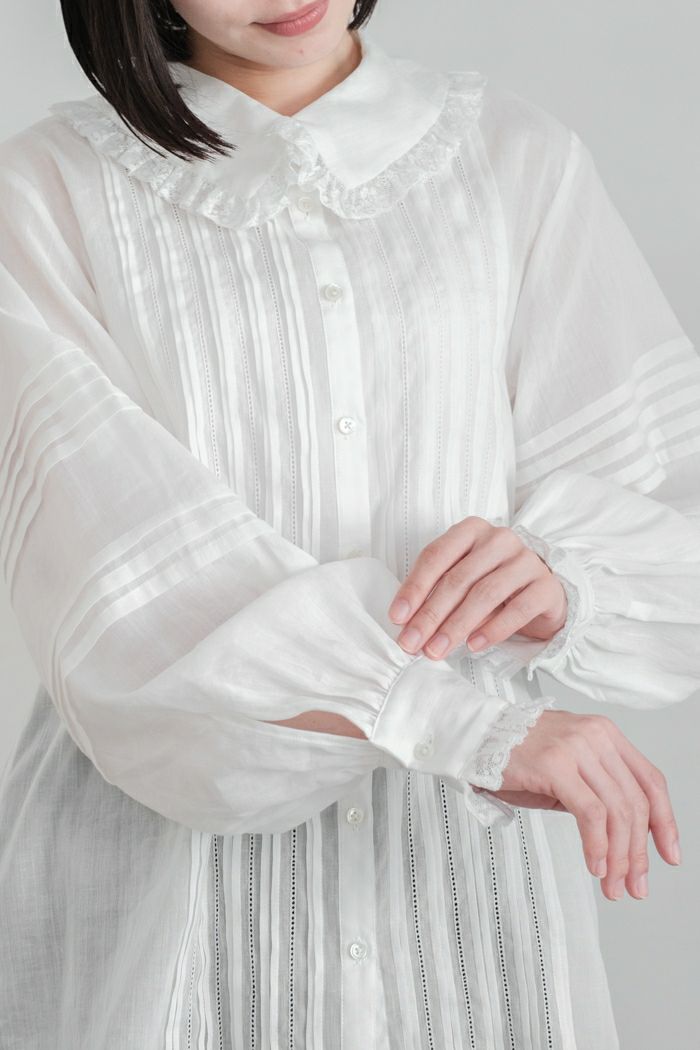 Heriter エリテ lace collar pintuck blouse(24AW) | T.T. GARRET