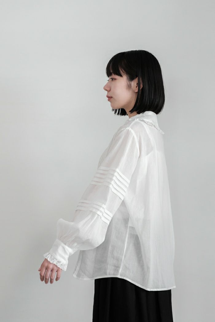 Heriter エリテ lace collar pintuck blouse(24AW) | T.T. GARRET