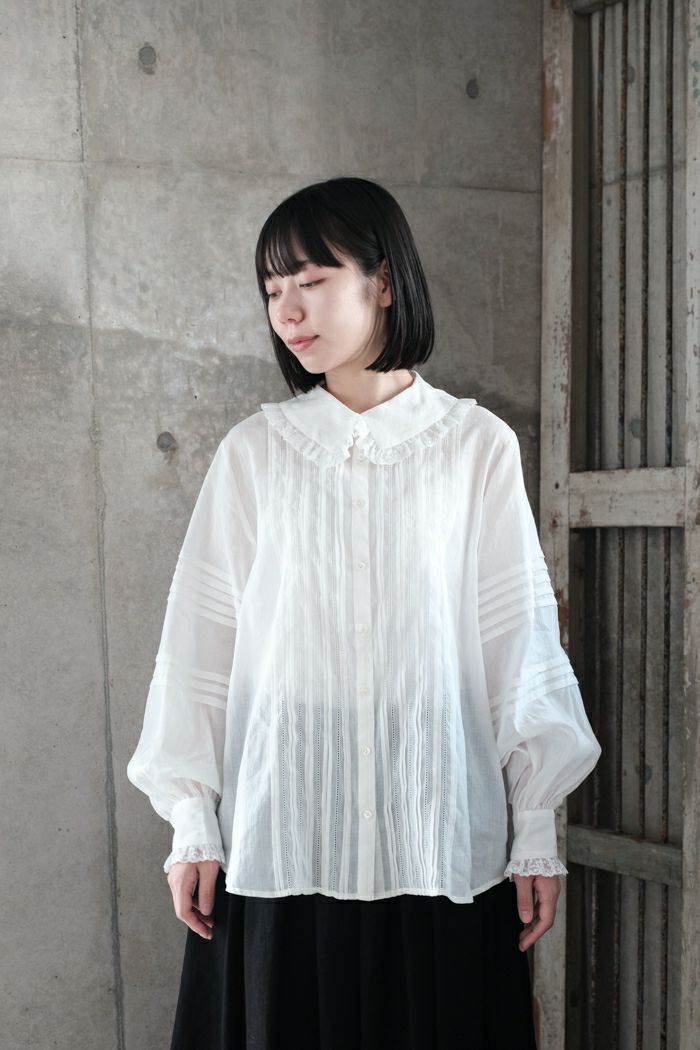 Heriter エリテ lace collar pintuck blouse(24AW) | T.T. GARRET