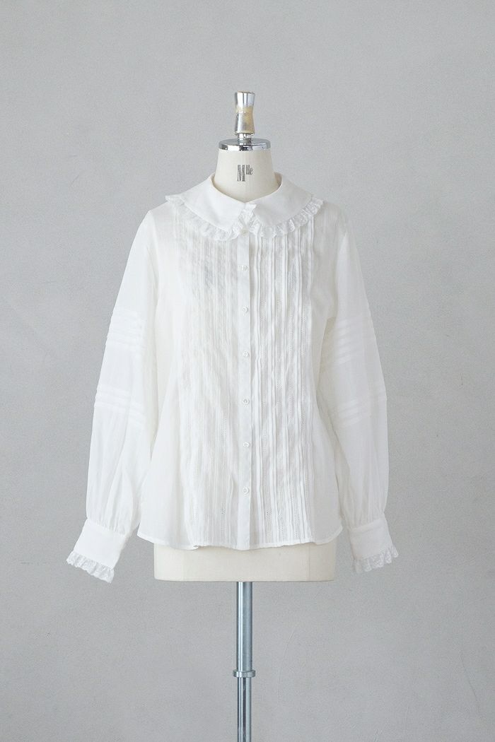Heriter エリテ lace collar pintuck blouse(24AW) | T.T. GARRET