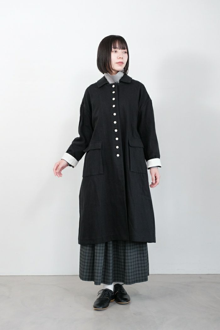 MAGALI | オーガニックコットン・ステンカラーコート (black) MAGALI マガリ オーガニックコットン・ステンカラーコート(24AW