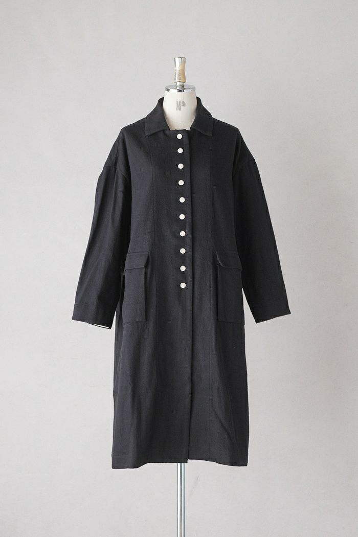 MAGALI | オーガニックコットン・ステンカラーコート (black) SALE セール】MAGALI | オーガニックコットン・ステンカラーコート