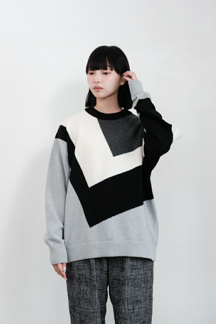 CULLNI クルニ Diagonal Line Multi Color Pullover Knit(24AW) | T.T. 