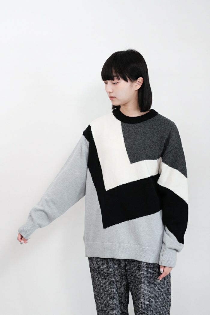 CULLNI クルニ Diagonal Line Multi Color Pullover Knit(24AW) | T.T.