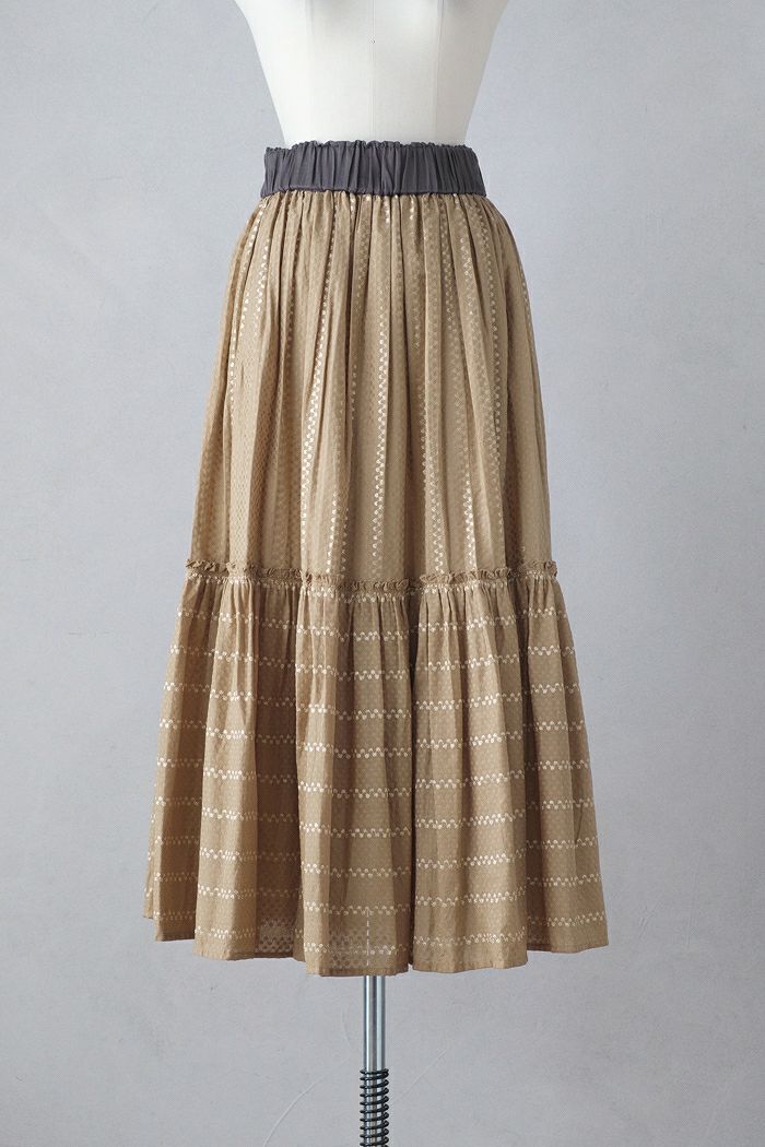 e’ternite’ de Soi-e エテルニテドゥソワ <BR>ドビーストライプ柄金糸入りスカート(24AW)