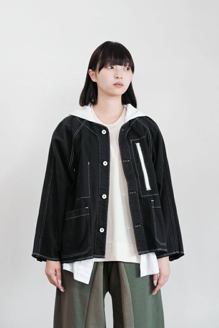 ARTE POVERA アルテポーヴェラ ブラック染デニムノーカラージャケット