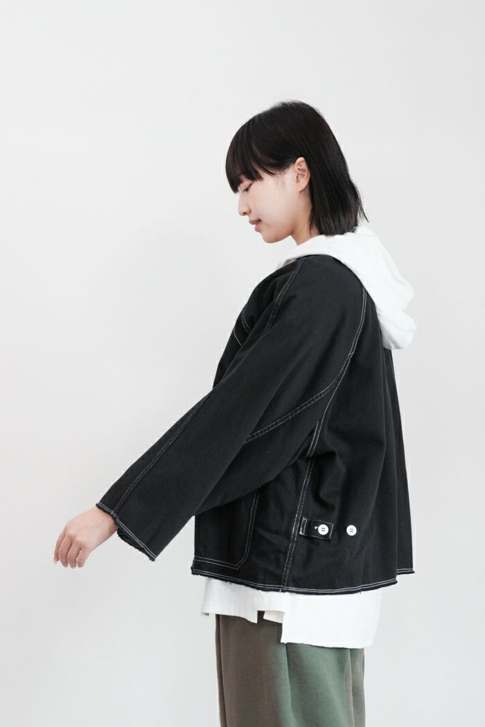 ARTE POVERA アルテポーヴェラ ブラック染デニムノーカラージャケット