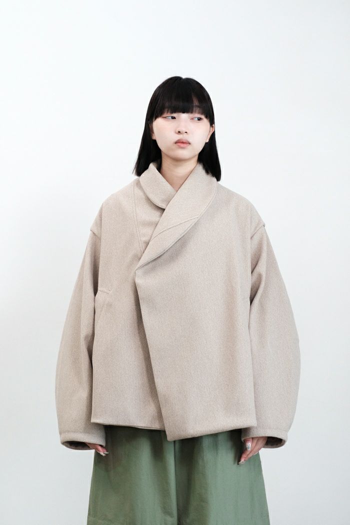 nunuforme ヌヌフォルム <br>メルトンクロスドレープカラーコート(24AW)
