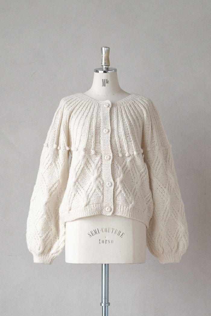 【ポルテデブトン】アルパカ混 ゴールドラメ ニットカーディガン リボン 羽織り Porter des boutons ポルテデブトン 手編み2wayニット(24AW) | T.T. GARRET