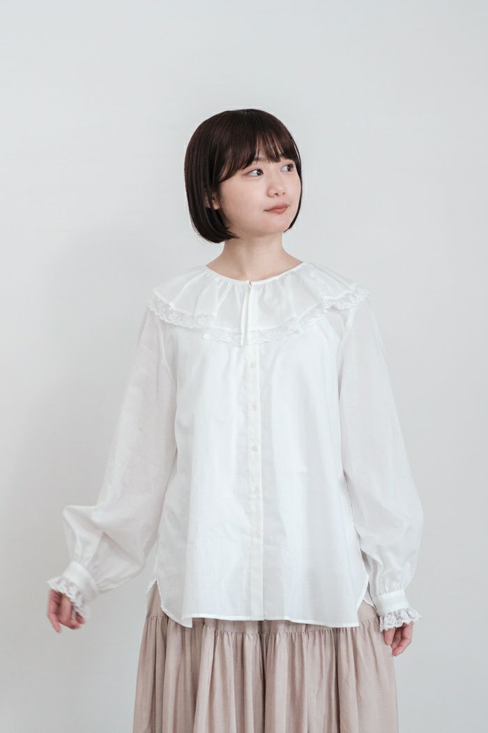 Heriter エリテ lace collar pintuck blouse(24AW) | T.T. GARRET