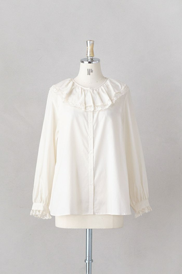 Heriter エリテ lace collar pintuck blouse(24AW) | T.T. GARRET