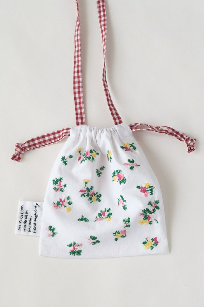pot and tea | リネン小花刺繡バッグ