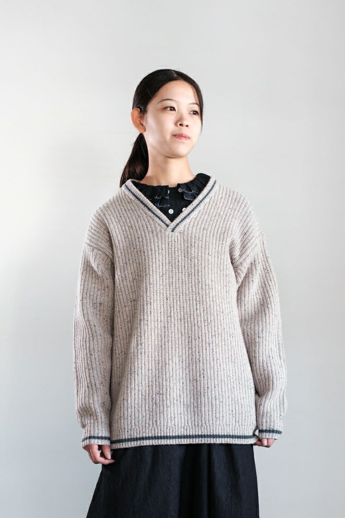 PAR ICI パーリッシィ <br>ネップウール Vネックプルオーバー(24AW)