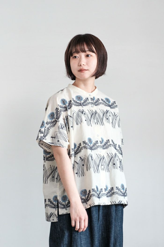 marble SUD マーブルシュッド EMB zassou バンドカラーシャツ(25SS