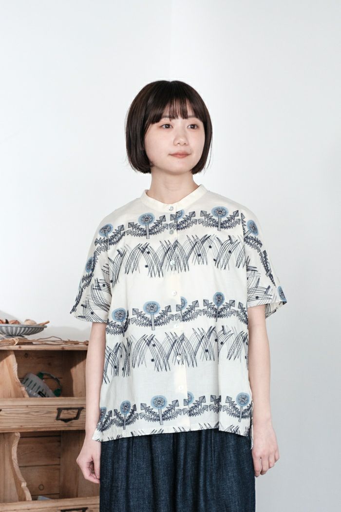 marble SUD マーブルシュッド EMB zassou バンドカラーシャツ(25SS