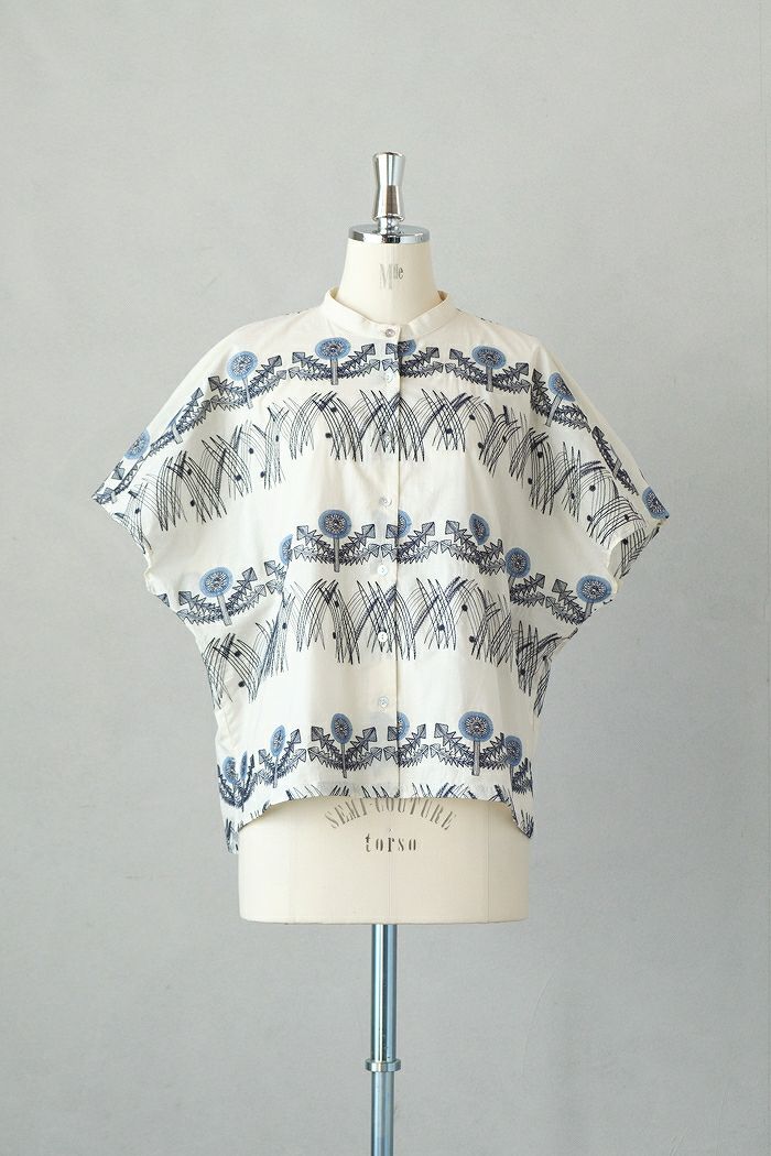 marble SUD マーブルシュッド EMB zassou バンドカラーシャツ(25SS) | T.T. GARRET