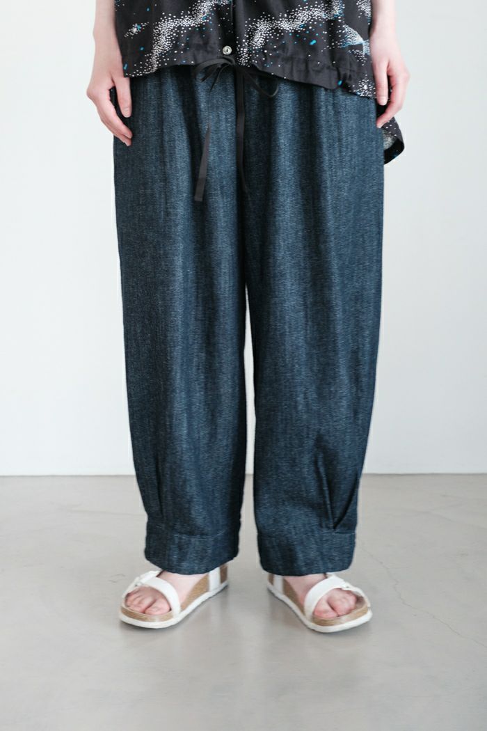 marble SUD マーブルシュッド <br>綿麻デニム裾タックパンツ(25SS)
