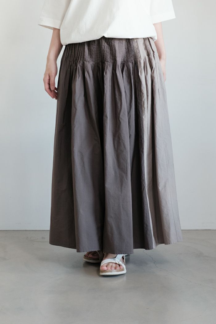 maison de soil メゾン ド ソイル <BR>40S ORGANIC POPLIN PINTUCK FLARED SKIRT CRAZY PATCH WORK(25SS)