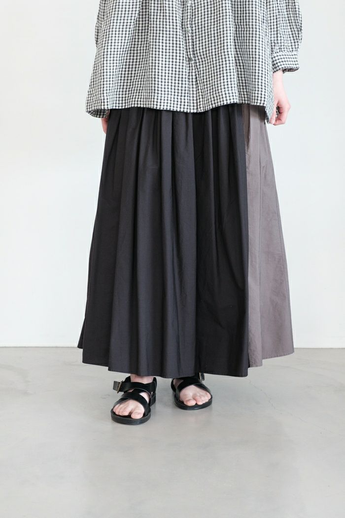 maison de soil メゾン ド ソイル <BR>40S ORGANIC POPLIN PINTUCK FLARED SHIRT CRAZY PATCH WORK(25SS)