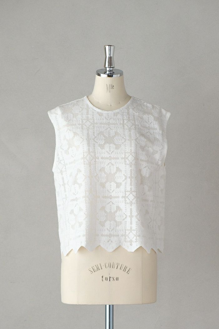 ROBE de PEAU ローブデポー <br>オーガニックコットンレース2WAYジレ(25SS)