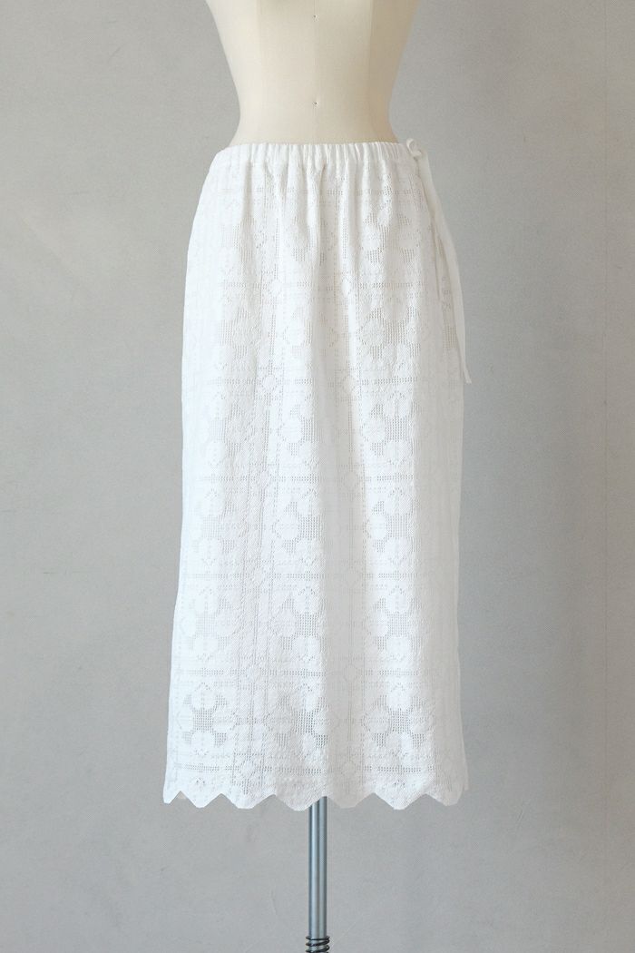ROBE de PEAU ローブデポー <br>オーガニックコットンレースLONGスカート(25SS)