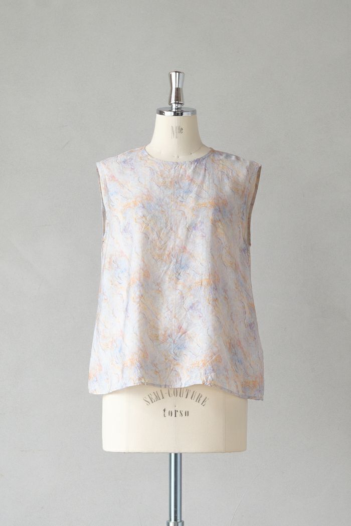ROBE de PEAU ローブデポー <br>マーブルパターンスリーブレスプルオーバー(25SS)