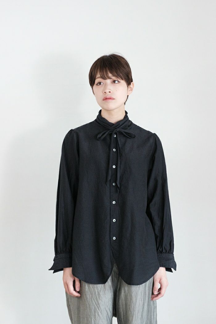 GASA* ガサ <BR>支度する リボンスタンドシャツ(25SS)