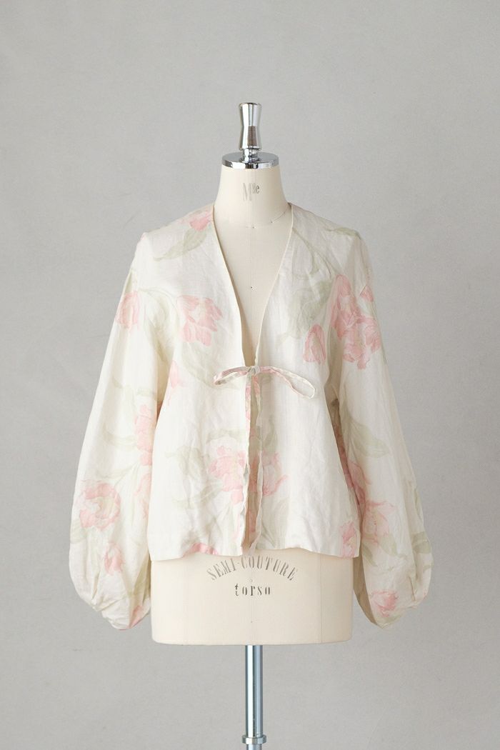 Gauze# ガーゼ <br>アンティークフラワープリント ストリングジャケット(25SS)