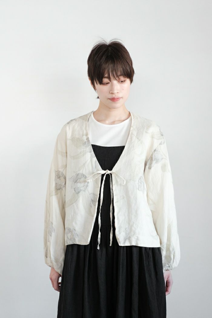 Gauze# ガーゼ <br>アンティークフラワープリント ストリングジャケット(25SS)