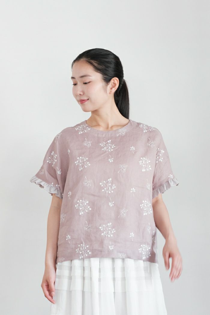 MAGALI マガリ <br>TSUBOMIリネン・フリルスリーブ・プルオーバー(25SS)