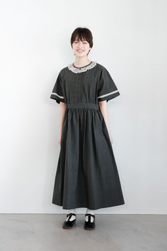 MAGALI マガリ <br>コットンリネン・ファナージュ・クラシックワンピース(25SS)