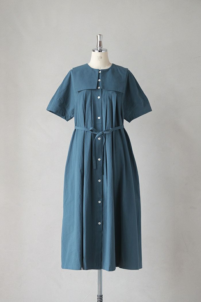 MAGALI マガリ <br>天日干しコットン・スクエアカラー・ワンピース(25SS)