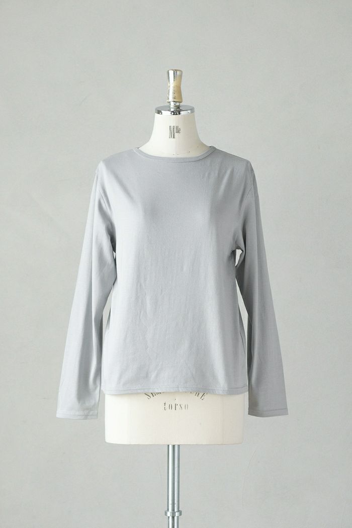 STAMP AND DIARY スタンプ アンド ダイアリー <BR>ハイマイクロコットン天竺 クルーネックコンパクト長袖Tシャツ(25SS)