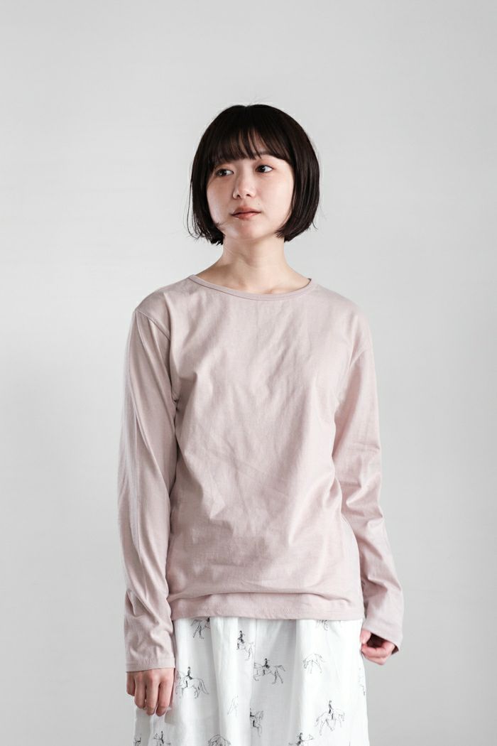 STAMP AND DIARY スタンプ アンド ダイアリー <BR>ハイマイクロコットン天竺 クルーネックコンパクト長袖Tシャツ(25SS)