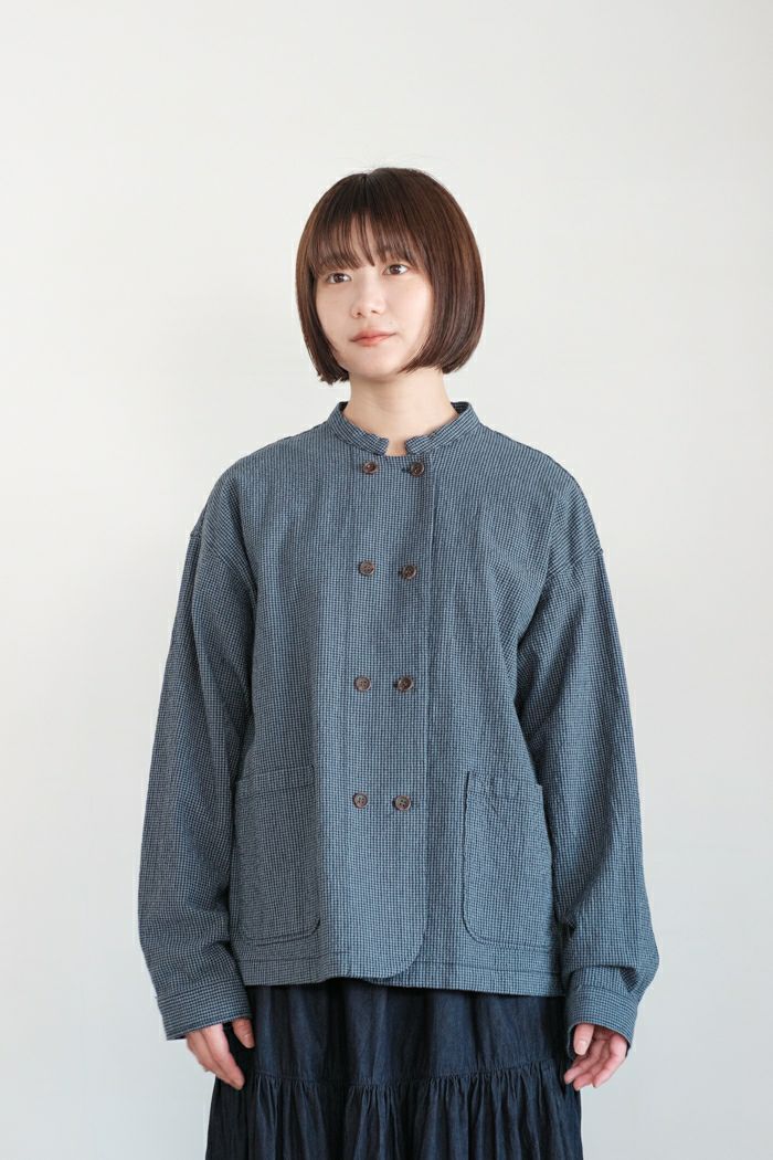 PAR ICI パーリッシィ <br>シボコットン ダブルボタンジャケット(25SS)
