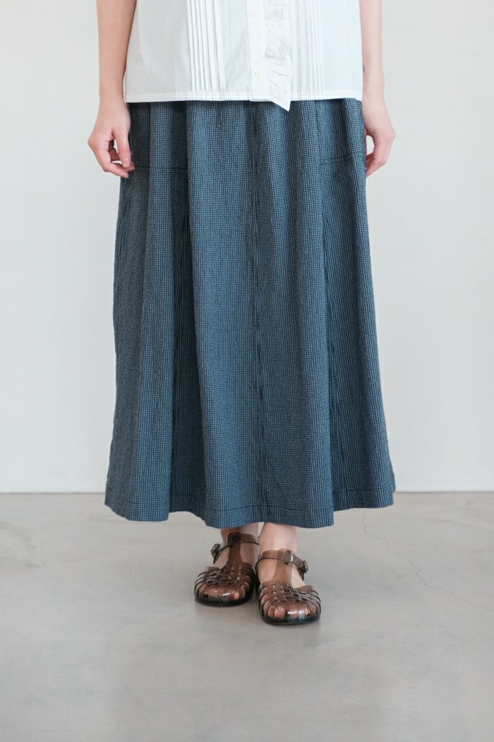 PAR ICI パーリッシィ <br>シボコットン 切替ギャザースカート(25SS)