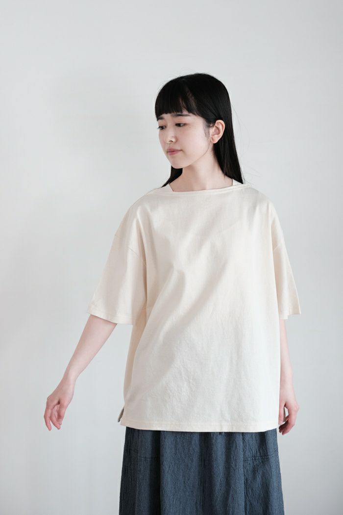PAR ICI パーリッシィ <br>カヴェール天竺　ムジボートネックプルオーバー(25SS)