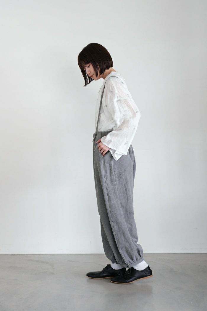 マガリ MAGALI フレンチリネン＆コットン　サスペンダーパンツ MAGALI | フレンチリネン＆コットン・サスペンダー・パンツ (blue